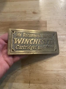 Winchester Sign Plaque Gun Gunsmith Rifle Collector Patina Hunting BRASS Hunter - Picture 1 of 12