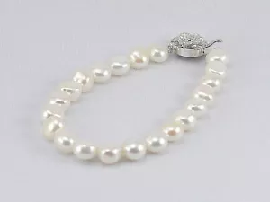 Freshwater Baroque Pearl Bracelet, 8.0-8.5mm, 18cm, Elegant Jewelry, Japan, - Picture 1 of 3
