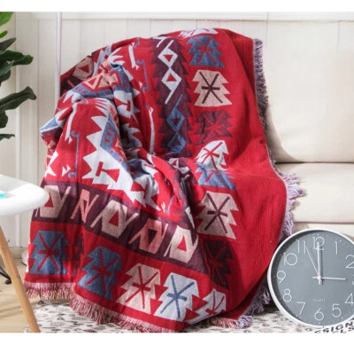Woven Throw Blanket Celestial Moon Stars Rug Fringe Outdoor Beach Blanket - Image 1 of 4