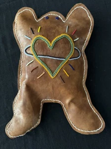 Vintage Leather Frog Animal Reptile Hand Crafted Beaded Native American Beanie - Picture 1 of 3