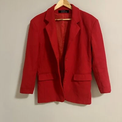 Saba Melbourne Vintage Red Wool Coat With Tortoiseshell Buttons Size 10 - image 1 of 4