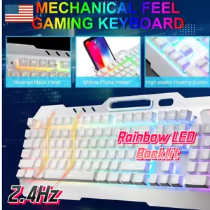 K670-4000mah Metal Heavy Wireless Gaming Keyboard and Mute Mouse w/RGB Backlit - Picture 1 of 8