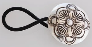 Cravatta per capelli concho argento sterling nativi americani Navajo fatta a mano - Foto 1 di 2