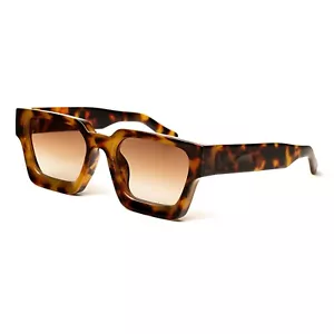 Women's Men's Rectangle Brown Leopard Retro Thick Square Frame Sunglasses - Picture 1 of 7