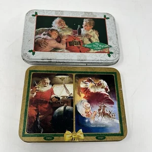 Vintage 90s Coca Cola Christmas Santa 4 Decks Playing Cards Metal Tins Lot - Picture 1 of 9