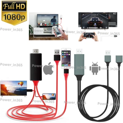 1080P HDMI Mirroring AV Cable for iPhone iPad Android Phone to TV HDTV Adapter - Image 1 of 4