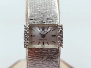 Authentic Rolex Diamonds Ref 2158 Women's 18K White Gold Watch Cal:1800
