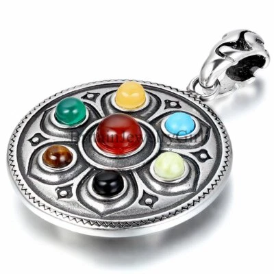 Collar de acero inoxidable colgante budismo tibetano mantra de seis palabras para hombres y mujeres 22" Foto 1 de 4