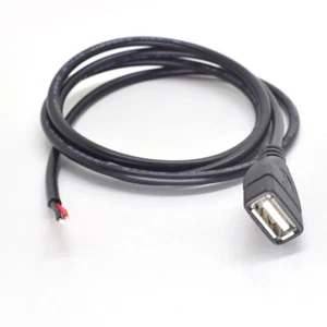 10x USB 2.0 Female Jack To Open-end 2 Wires 1Meter 3.3ft 20AWG DIY Pigtail Cable - Picture 1 of 6