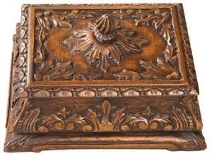Box TRADITIONAL Lodge Table Top Resin Carved Hand-Cast Hand-Painted Pain