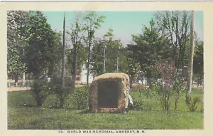 Vintage New Hampshire Leinen Postkarte Amherst World War Memorial - Bild 1 von 2