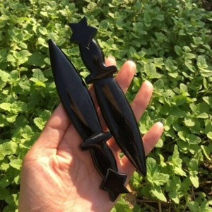 15cm Natural Obsidian Knife Quartz Crystal Dagger Kwordrose decor Reiki Heal 1pc - Picture 1 of 10