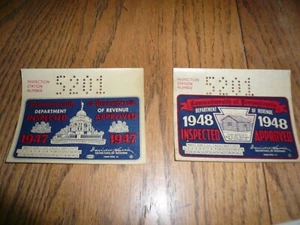 1947 1948 Pennsylvania Inspection Sticker Pa Penna Passenger Car - Picture 1 of 1