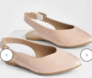 BOOHOO DETALLE HEBILLA BALLET DAMAS DESNUDAS REINO UNIDO TALLA 7 EUR 40 NUEVO - Imagen 1 de 5
