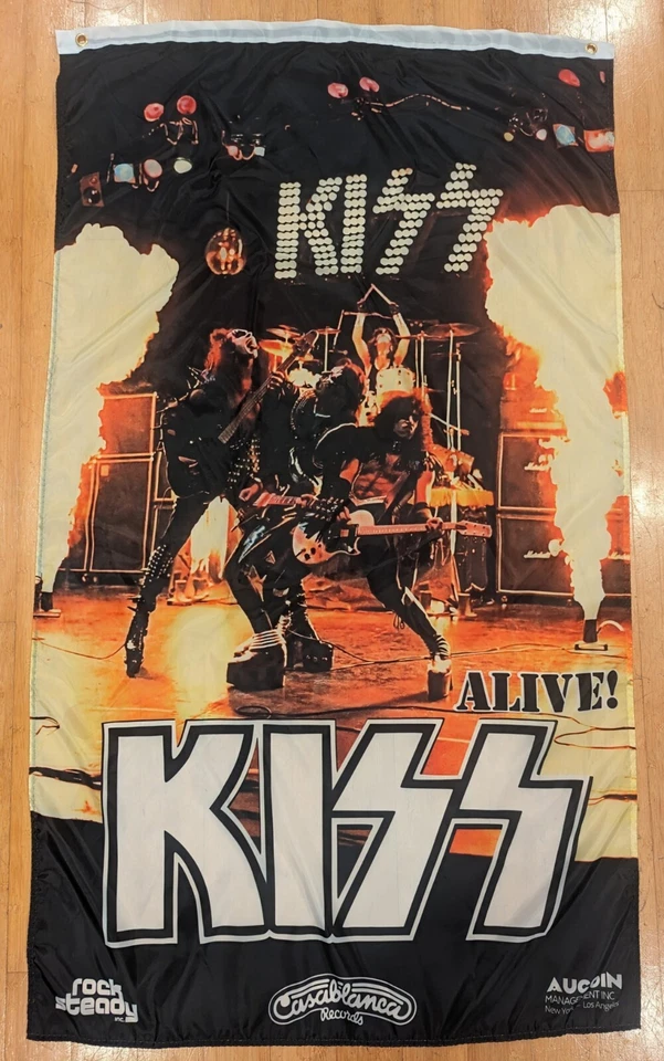 GIANT KISS ALIVE! 1975 DETROIT RC 3X5 FLAG BANNER GENE PAUL ACE PETER NEW *L@@K* - Image 1 of 4