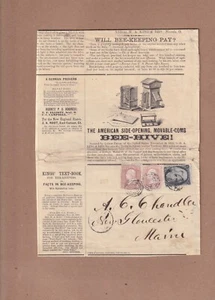 #63 x2 & #73 ca 1862 King & Bro Nevada Ohio BEE Hive Bee Keeping HUGE Circular - Picture 1 of 13