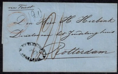 Dutch East Indies Pre Stamp Undated Wrapper w/ Oval SOERABAYA in BLUE & RED - Image 1 of 3