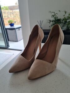 NEW LOOK Pointed Toe Pump Nude Suede Heels Beige Cream EU 37 |UK 4 Ladies Shoes