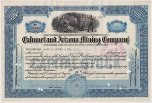 Certificado de acciones azul de Calumet & Arizona Mining Company - Imagen 1 de 1