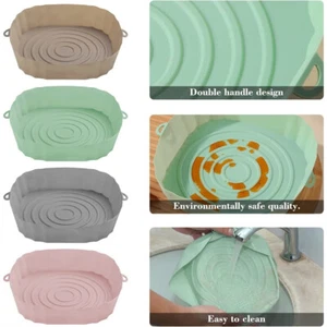 NEW Square Air Fryer Silicone Pot Air Fryer Basket Liner Non-Stick Baking Tray - Picture 1 of 15