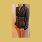 Argentovivo Project PILER Sheer Black Long Sleeved Button Down Top M