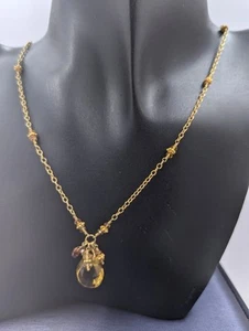 Jeanne Johngren Design JJD 18k Gold & Large Citrine Stone Necklace 21''L   9.45G - Picture 1 of 13