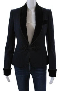 Ralph Lauren Black Label Womens Single Button Blazer Jacket Navy Wool Size 0 - Picture 1 of 8