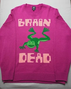 Brain Dead Herren XXL 2XL Frogger Crew Strick Pullover Wollmischung Fuchsia *RAR* - Bild 1 von 7