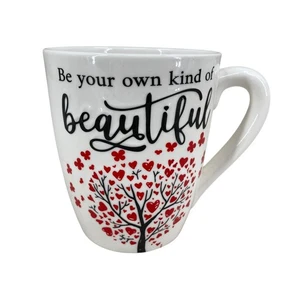 Ceramic Coffee Tea Mug Cup Tree w/Hearts Be your own Kind of Beautiful 16 oz - Picture 1 of 9