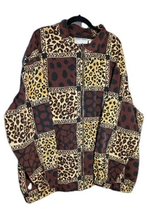 Delta Burke Collection Vintage Wind Beaker Animal Print Zip Jacket Womens 2X-3X - Picture 1 of 5