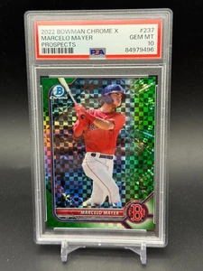 2022 Bowman Chrome X Marcelo Mayer Green X-Fractor /31 PSA 10 POP 4 Red Sox - Foto 1 di 2