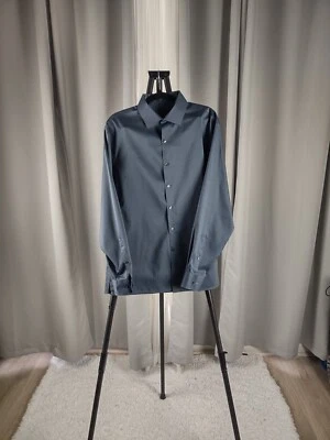 Van Heusen Studio Men Dark Blue To Gray Cotton Blend Dress Shirt Size 16 (34/35) - Image 1 of 4