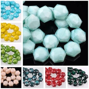 10 cuentas sueltas de vidrio facetado hexagonal opaco de 14 mm para la fabricación de joyas - Imagen 1 de 15