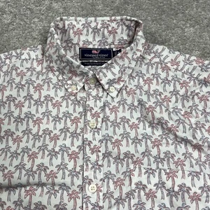 Vineyard Vines Slim Fit Murray Shirt Mens Medium White Red Button Down Palm Tree - Picture 1 of 11