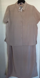 ROAMANS Damen 2-teiliges beige schulterfreies gepolstertes Kleid & Knopfleiste Jacke Größe 16W - Bild 1 von 4