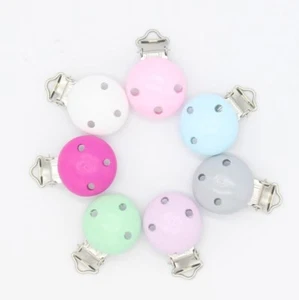 5X Baby Pacifier Clip Safety Wooden Teether Accessories Soother Clasps Holders - Picture 1 of 11