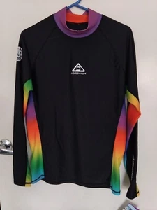 Nwt Adrenalin Beach Long Sleeve Adult Rashie Rainbow Black 50+ Upf Size MEDIUM - Picture 1 of 6