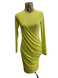 ASOS Yellow Bodycon Ruched Front Stretch Dress UK 12 Fitted Party - Picture 1 of 10
