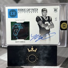 Matt Corral 2022 Encased Rookie Cap Patch Auto Emerald /5 #123 CAR Panthers RC