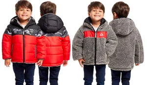 Gerry Boy's Size 5 Reversible Insulated Hooded Jacket Red Black 1513643 - Picture 1 of 6