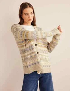 Brandneu mit Etikett Boden flauschige Fair Isle Oversize-Cardigan Gr. Large, Haferflocken Melange Fairisle - Bild 1 von 8