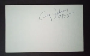 Greg Johnson, SIGNED 3x5 Index Card - 1988 Miami Dolphins (Oklahoma) - Picture 1 of 1
