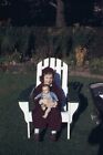 Kodak Slide 1950S Red Border Kodachrome Girl In Lawn Chair With Doll