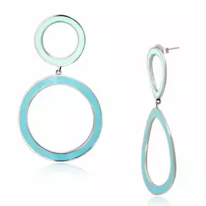 Pendientes circulares esmaltado azul agua y cielo de acero inoxidable alto pulido TK316 - Imagen 1 de 1