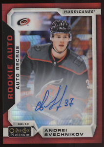 2018-19 UD O-Pee-Chee OPC Platinum Andrei Svechnikov Prism Red RC Auto /50