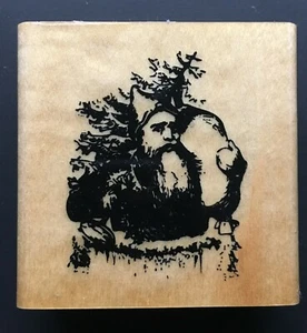 Gnomo Enano Llevar Rock Fantasía Ficción Halloween Personaje Madera Goma Sello - Imagen 1 de 2