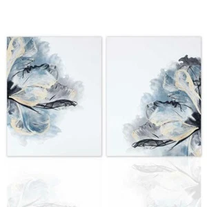 Doppio Quadro su Tela Floreale Neutro Quadri Moderni Home Casa Quadro Blu DECLEA - Imagen 1 de 8