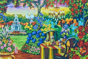.PUZZLE.JIGSAW...WERNERSBACH...Giardino romantico crepuscolare......750pz - Foto 1 di 1