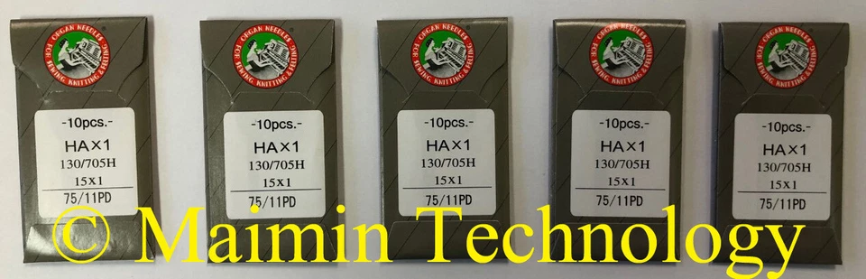 50 ORGAN TITANIUM HOME EMBROIDERY MACHINE NEEDLES 75/11 SHARP 15X1 PD - Image 1 of 2