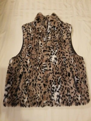 East 5-й авеню. Черный искусственной кожи/искусственного животного меха двусторонний жилет куртка женщин S - Изображение 1 из 4